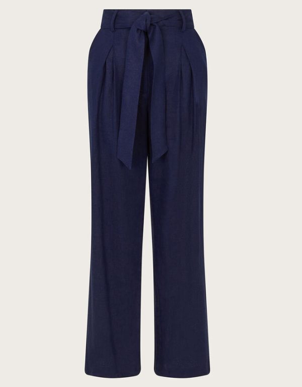 Monsoon Mabel Short-Length Tie Trousers Blue - Image 5