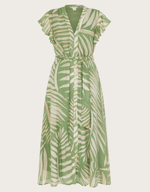 Monsoon Parmella Print Ruffle Dress Green - Image 6