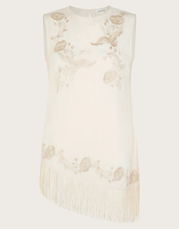 Monsoon Erin Fringe Tank Top Ivory - Image 7