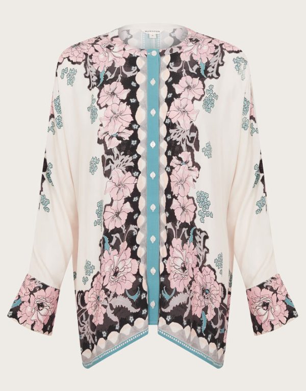 Monsoon Katrina Floral Long Sleeve Blouse Ivory - Image 6