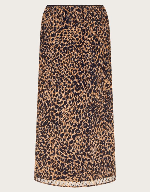 Monsoon Liza Leopard Print Midi Skirt Brown - Image 6