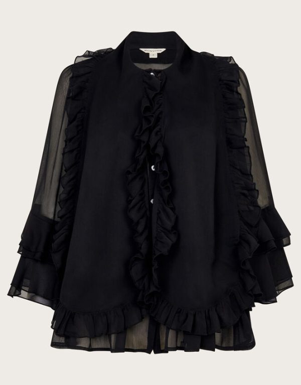 Monsoon Anais Ruffle Blouse Black - Image 5