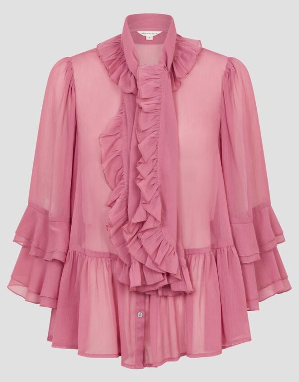 Monsoon Anais Ruffle Blouse Pink - Image 5