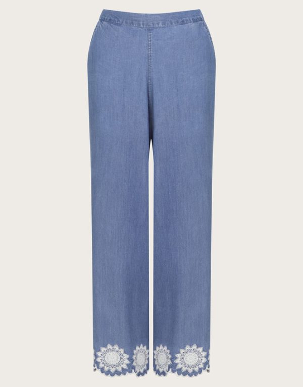 Monsoon Talia Embroidered Trousers Blue - Image 6