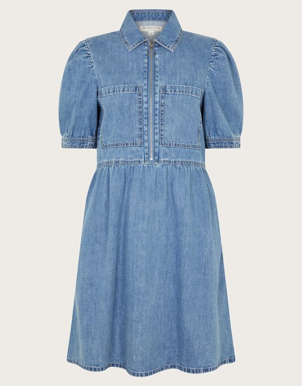 Monsoon Dress Adeena Denim Mini Dress Blue - Image 5