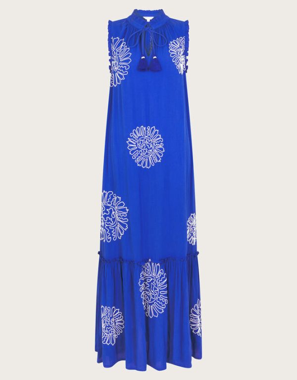 Monsoon Meena Embroidered Dress Blue - Image 6