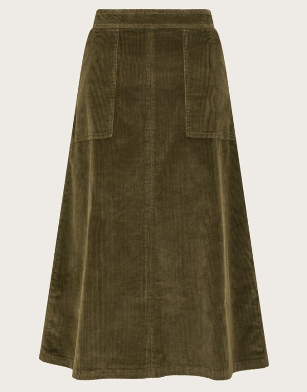 Monsoon Malika Corduroy Midi Skirt Green - Image 6