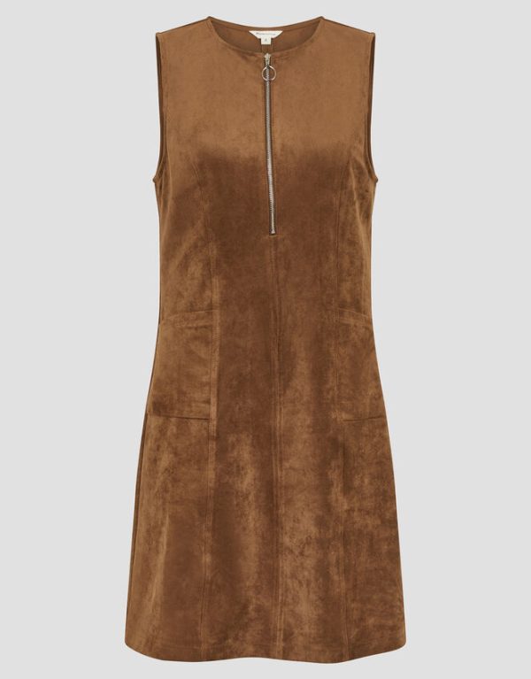 Monsoon Amber Suedette Pinafore Dress Brown - Image 5