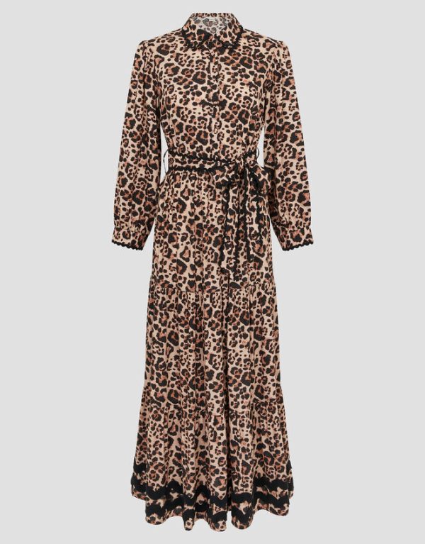 Monsoon Lola Leopard Print Maxi Dress Brown - Image 6