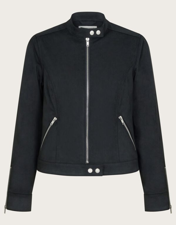 Monsoon Sasha Suedette Biker Jacket Black - Image 6