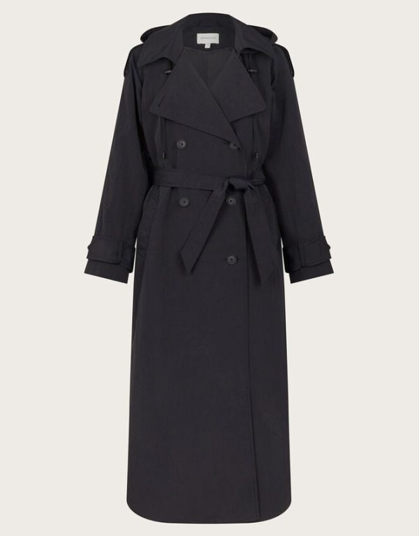 Monsoon Mimi Longline Trench Coat Black - Image 6