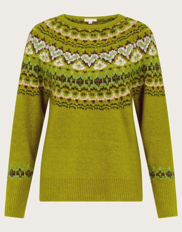 Monsoon Fern Fair Isle Jumper Green - Image 6