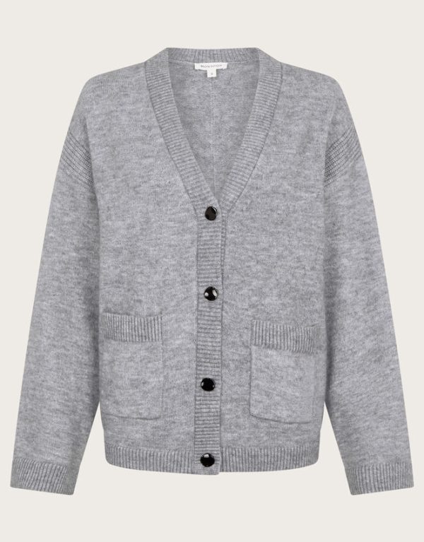 Monsoon Vicki V-Neck Cardigan Grey - Image 6