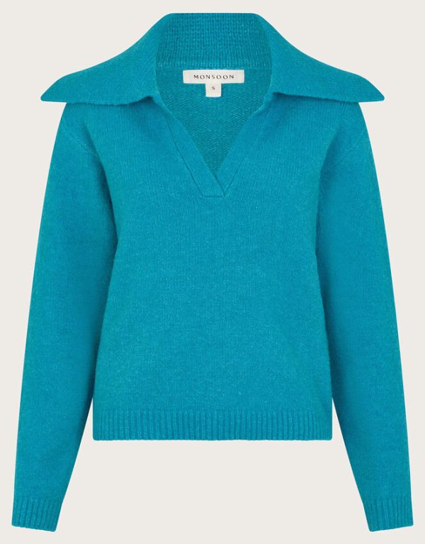 Monsoon Clover V-Neck Collar Jumper Blue - Image 6