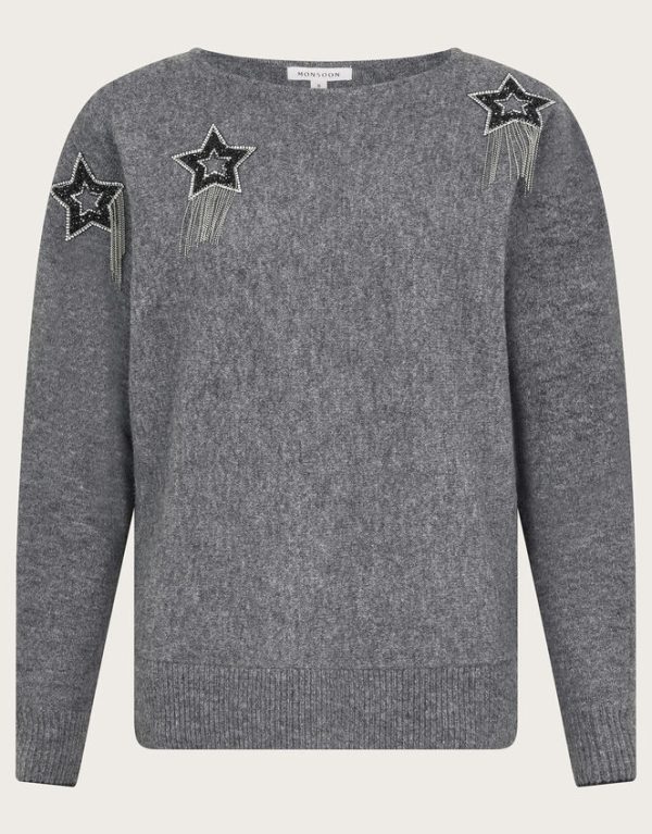 Monsoon Sable Star Embellished JumperGrey - Image 5