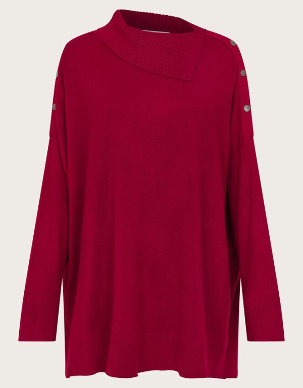 Monsoon Beth Button Detail Jumper Red - Image 6