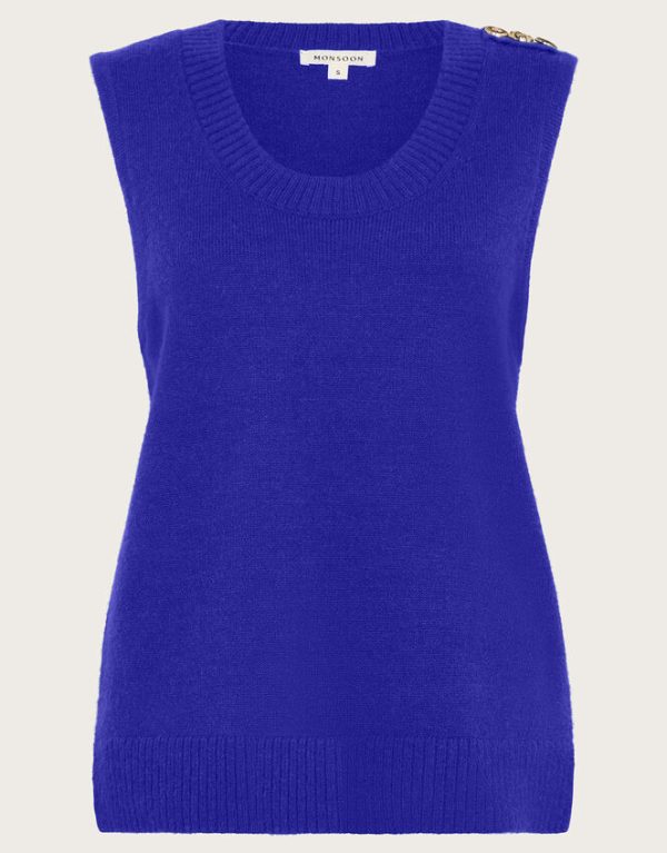 Monsoon Nora Scoop Neck Sweater Vest Blue - Image 5