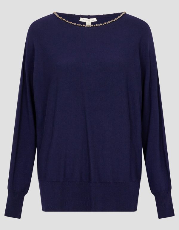 Monsoon Bliss Bead Neck Jumper Blue - Image 5