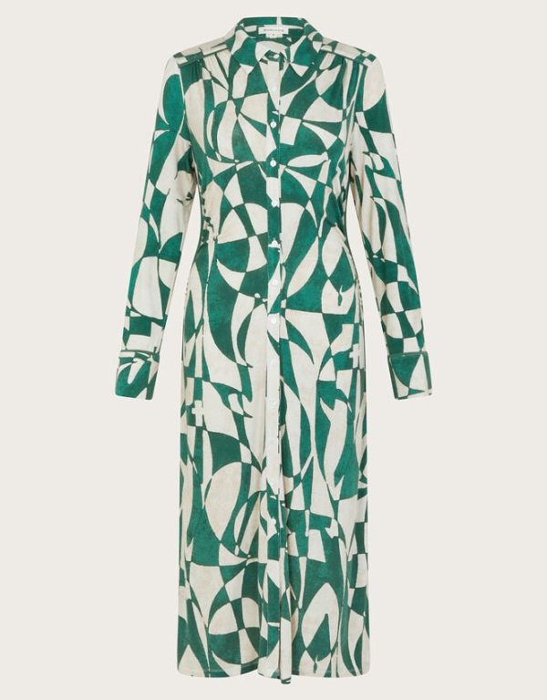 Monsoon Print Shirt Dress Green - Image 5