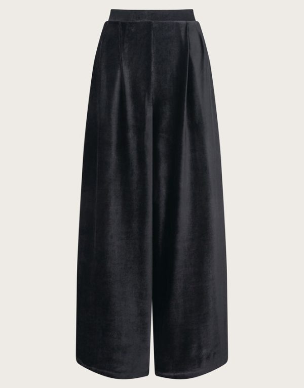 Monsoon Shay Rib Velour Wide Leg Trousers Black - Image 5