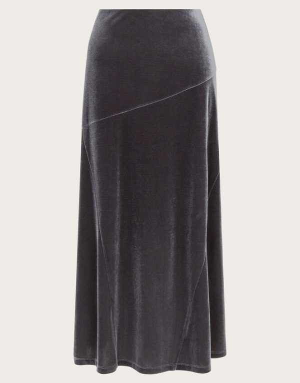 Monsoon Viola Velvet Midi Skirt Silver - Image 6