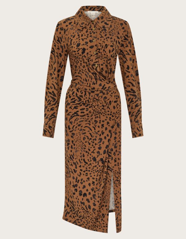 Monsoon Aubrey Jersey Leopard Print Dress Brown - Image 6