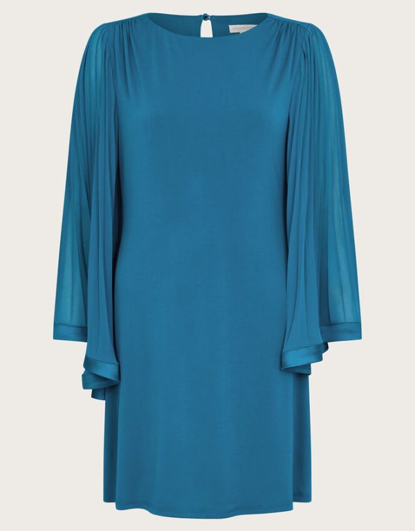 Monsoon Win Jersey Cape Sleeve Tunic Dress Teal - Image 5