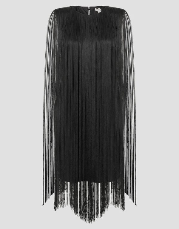 Monsoon Tara Sleeveless Fringe Mini Dress Black - Image 5