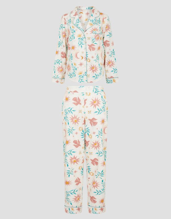 Monsoon Celeste Celestial Print Pyjama Set Cream - Image 5