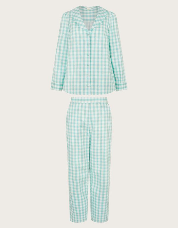 Monsoon Clementine Gingham Pyjama Set Teal - Image 5