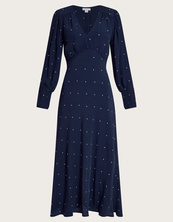 Monsoon Stella Spot Dress Blue - Image 5