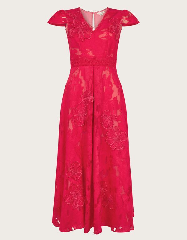 Monsoon Josie Jacquard Tea Dress Red - Image 5