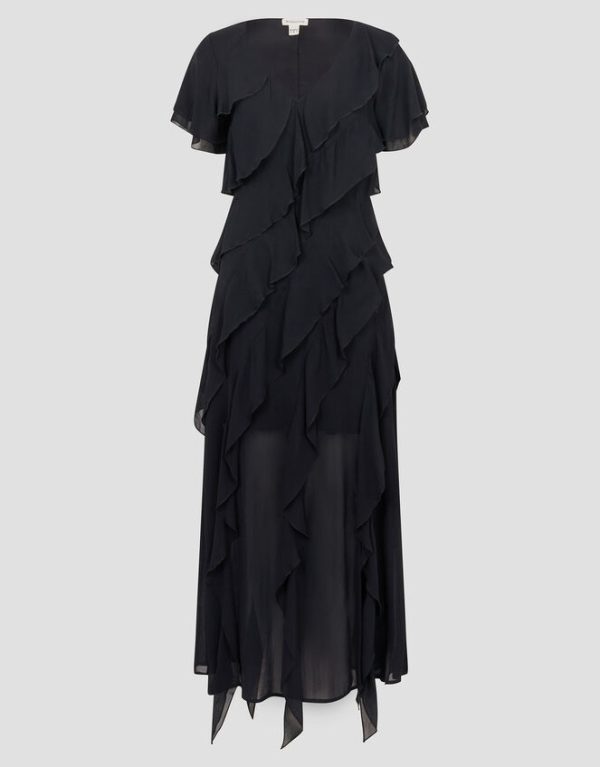 Monsoon Renata Ruffle Maxi Dress Black - Image 5