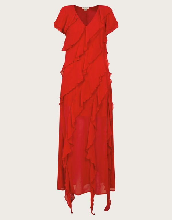 Monsoon Renata Ruffle Maxi Dress Red - Image 5