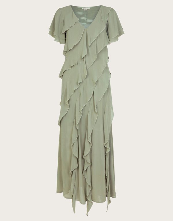 Monsoon Renata Ruffle Maxi Dress Green - Image 5