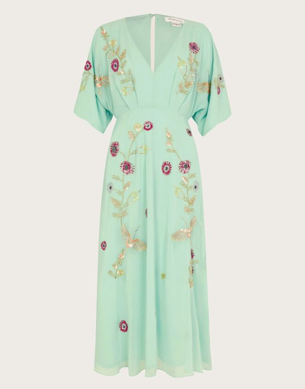 Monsoon Rosalie Hand-Embellished Dress Green - Image 5