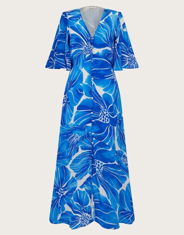 Monsoon Maura Floral Tea Dress Blue - Image 5