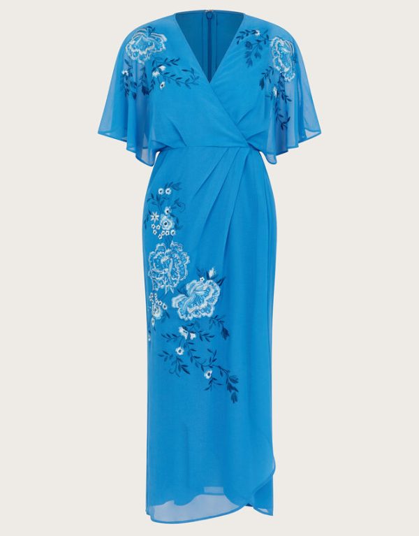 Monsoon Lyla Floral Embellished Midi Dress Blue - Image 5