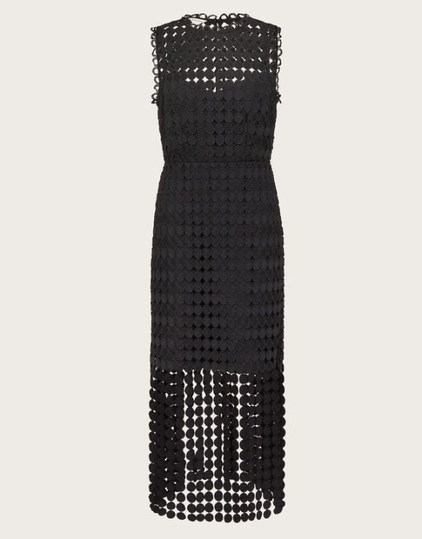 Monsoon Dixie Embroidered Overlay Tassel Dress Black - Image 6