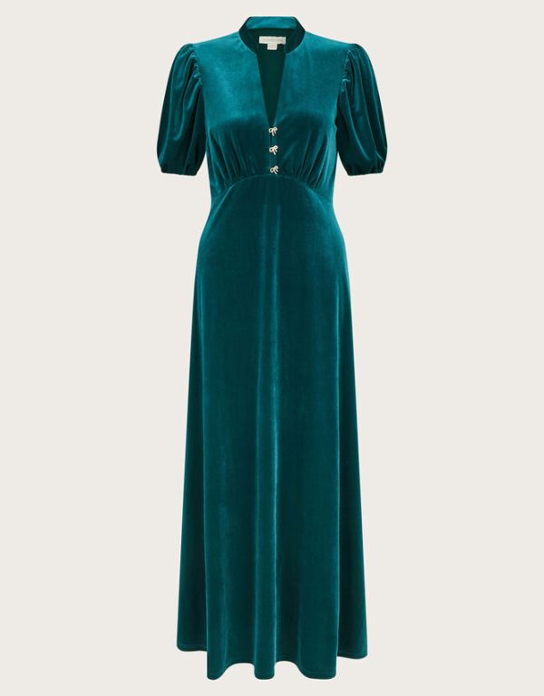 Monsoon Veronique Velvet Bow Midi Dress - Image 6