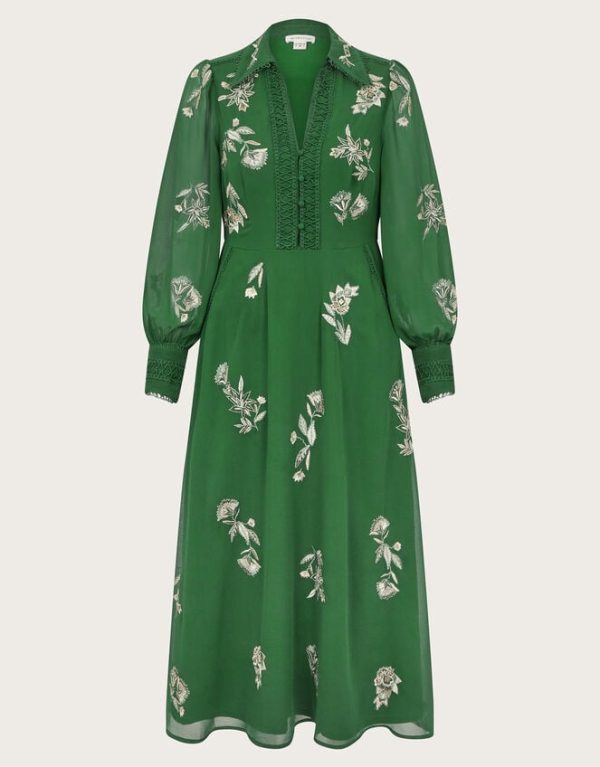 Monsoon Erica Shirt Dress Green - Image 6