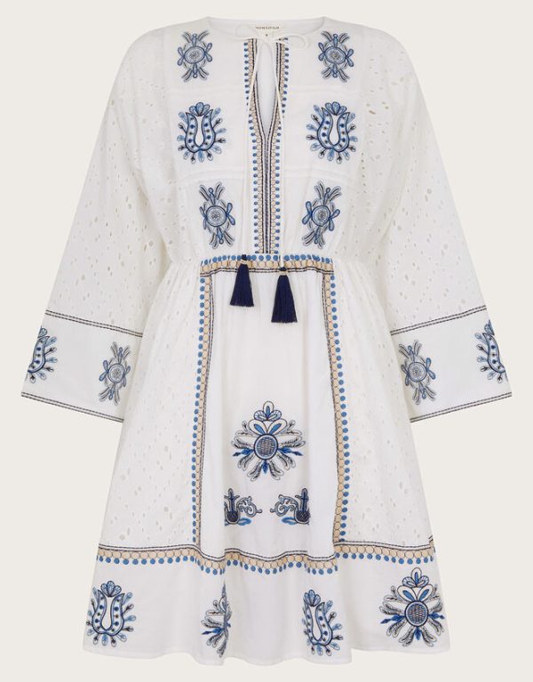 Monsoon Katie Embroidered Kaftan Ivory - Image 5