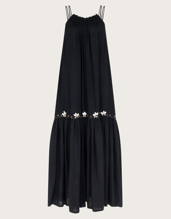 Monsoon Sia Seashell Sleeveless Midi Dress Black - Image 6