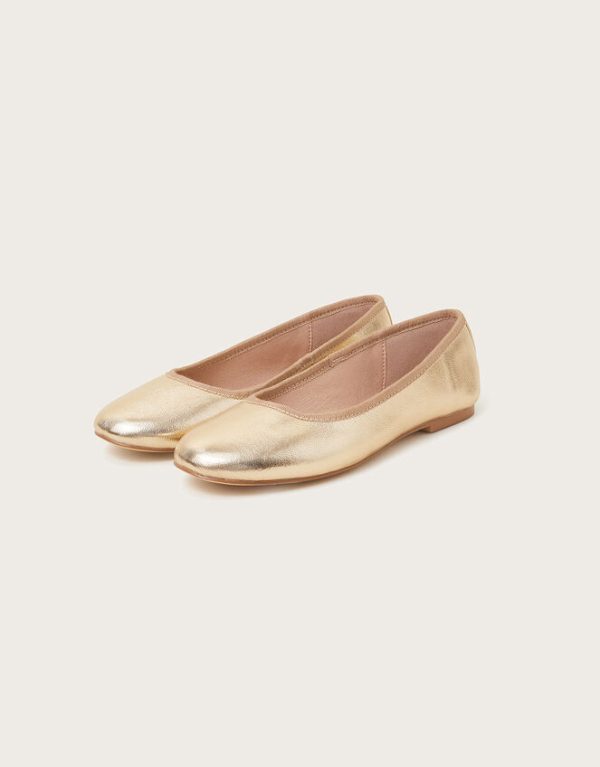 Monsoon Metallic Ballet Flats Gold - Image 2