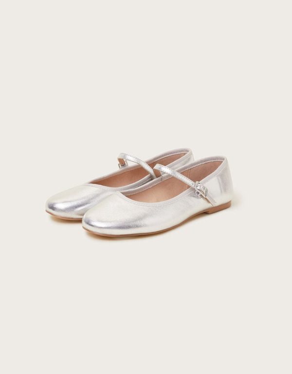 Monsoon Mary Jane Flats Silver - Image 2