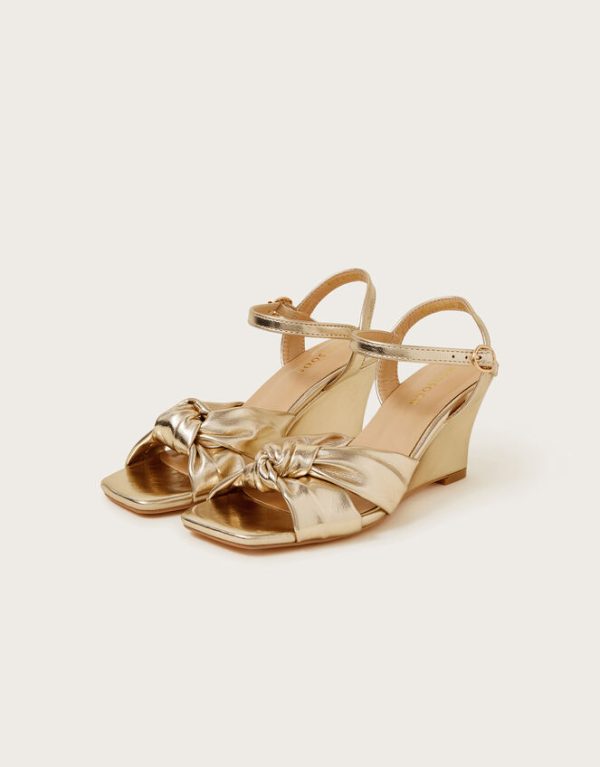 Monsoon Knot Front Wedges Gold - Image 2