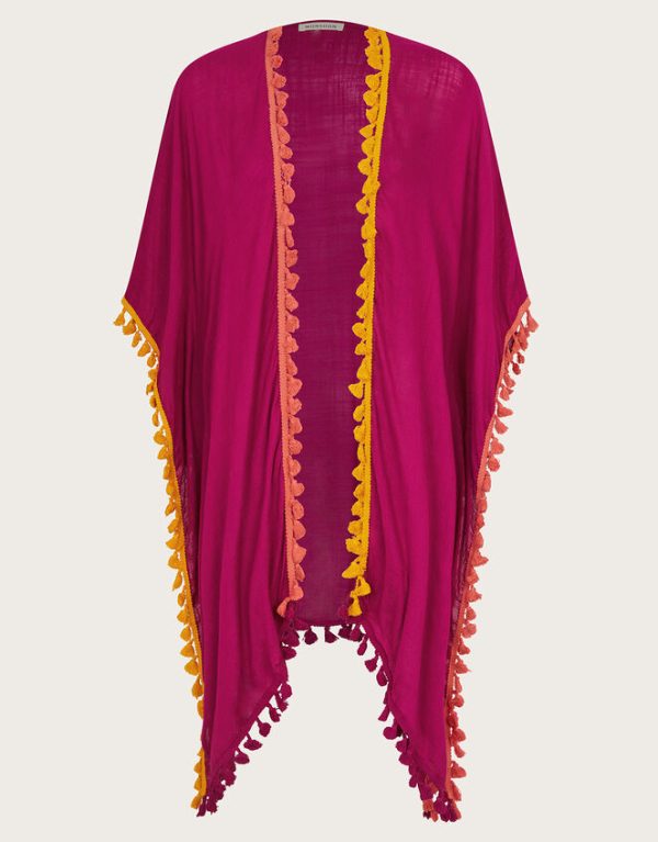 Monsoon Contrast Tassel Beach Cover-Up Pink - Image 5