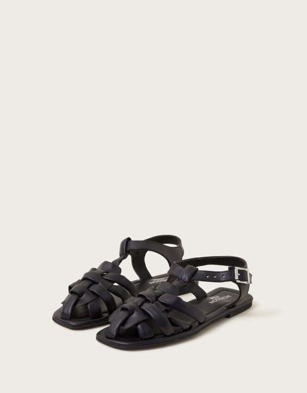 Monsoon Leather Fisherman Sandals Black