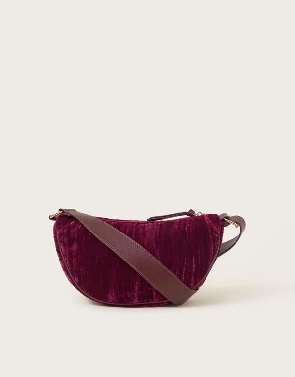 Monsoon Val Crushed Velvet Sling Bag Red