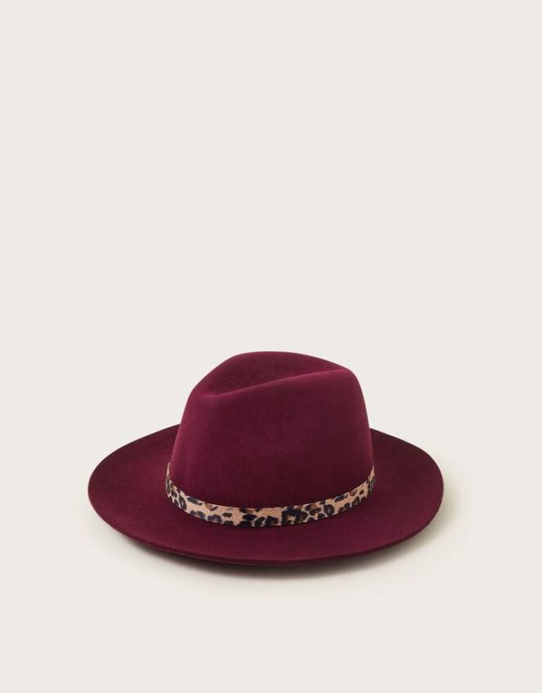 Monsoon Wool Fedora Hat Red